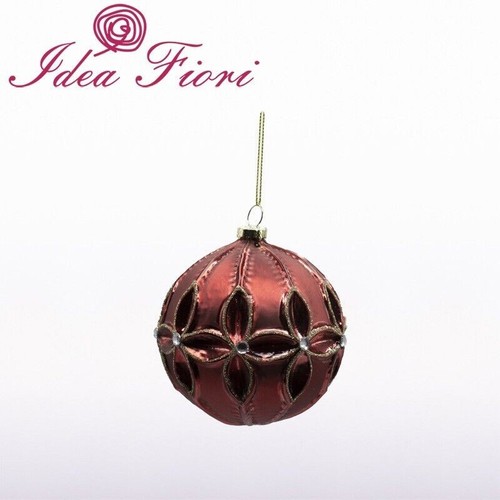 Palla vetro rossa dorata - di,